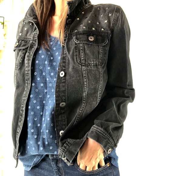 Ruff Hewn Jackets & Blazers - Ruffhewn Sz L black embellished Denim jacket
